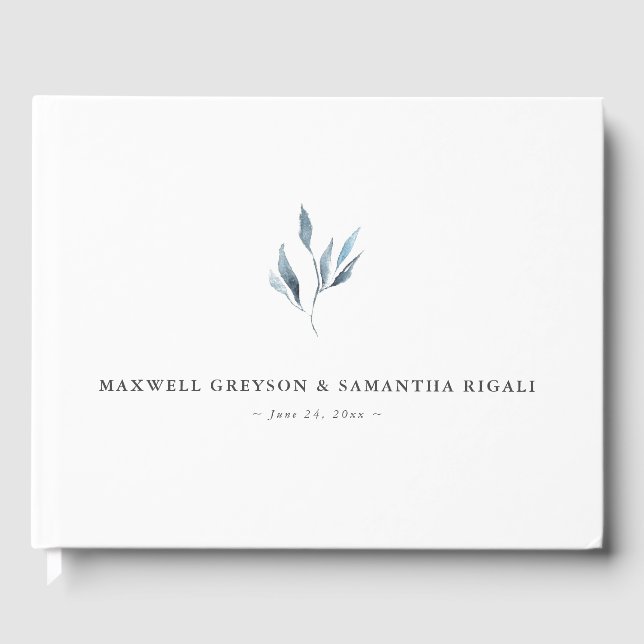 Livre d'hôtes mariage Dusty Blue Botanical (Recto)