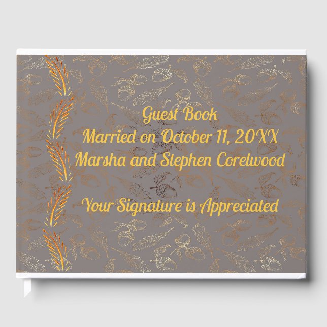 Livre d'hôtes mariage Faux Gold & Dark Green (Recto)