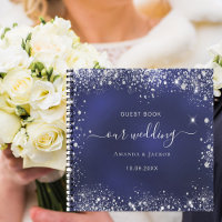 Livre d'hôtes mariage marine bleu argent parties s