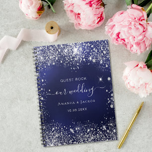 Livre d'hôtes mariage marine bleu argent parties s
