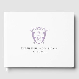 Livre d'hôtes mariage Monogram Crest Lilac