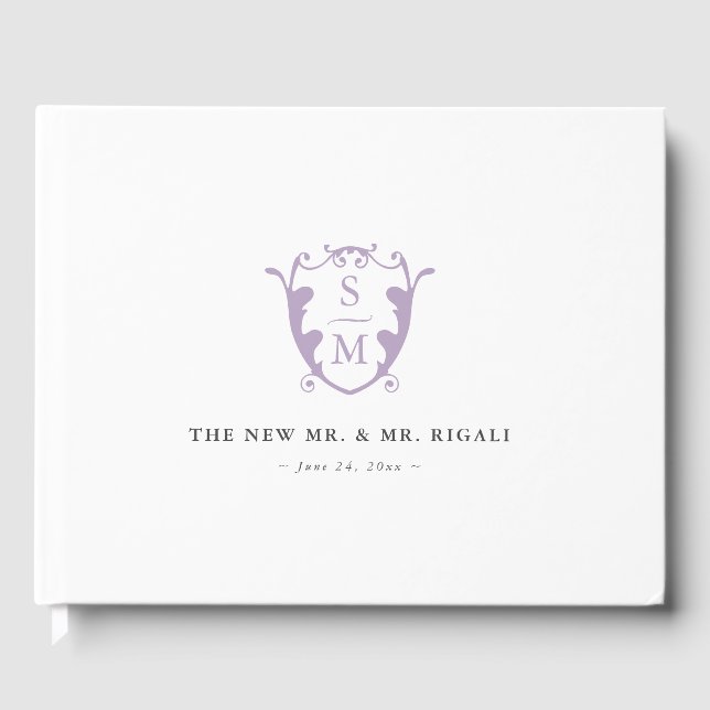 Livre d'hôtes mariage Monogram Crest Lilac (Recto)