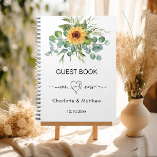Livre d'hôtes mariage tournesol budget eucalyptus