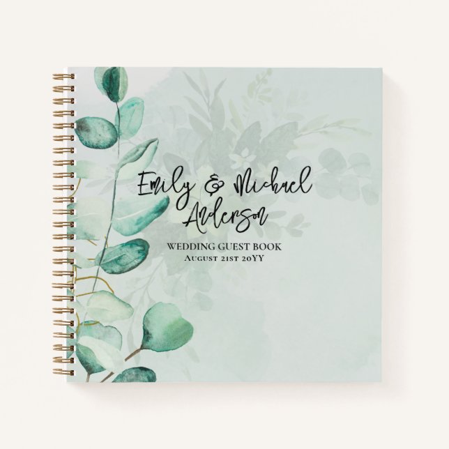 Livre d'hôtes mariage - Verdure or botanique (Devant)