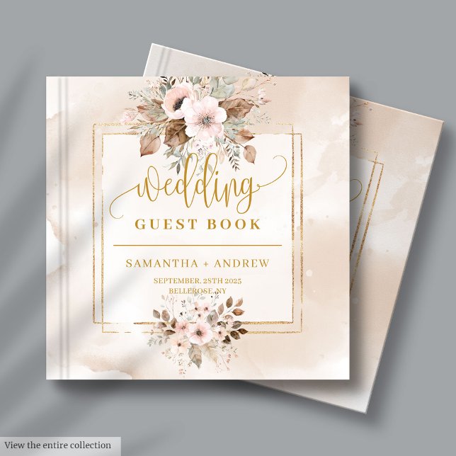 Livre d'hôtes Neutral Blush et Gold Boho Mariage (Neutral Blush and Gold Boho Wedding Guest Book)