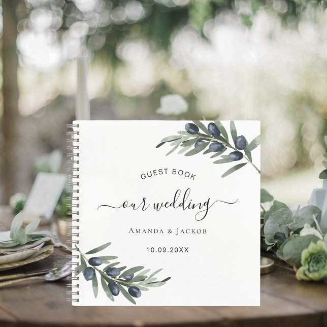 Livre d'hôtes olivier feuille verdure mariage blan (Créateur téléchargé)