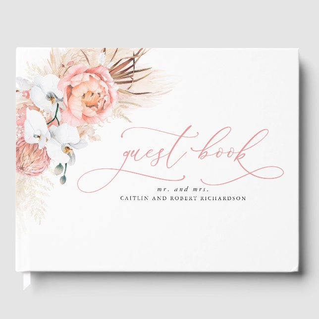 Livre d'hôtes Pampas Grass Pink Mariage (Recto)