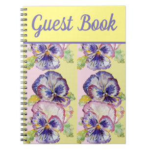 Livre d'hôtes Pansy Purple Flower Watercolor Art