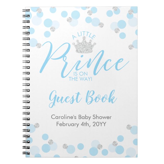 Livre d'hôtes Prince Blue Silver Baby shower (Devant)