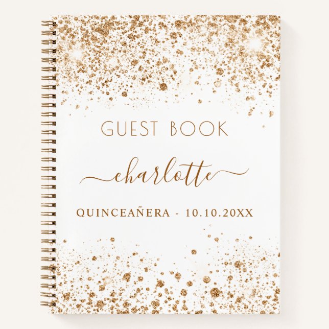 Livre d'hôtes Quinceanera nom de la parties scinti (Devant)
