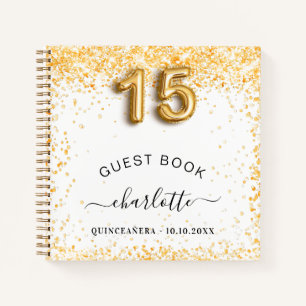 Livre d'hôtes Quinceanera parties scintillant or b