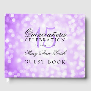 Livre d'hôtes Quinceanera Purple Bokeh Lights