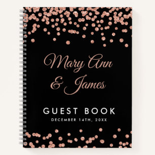 Livre d'hôtes Rose Gold Parties scintillant Confet