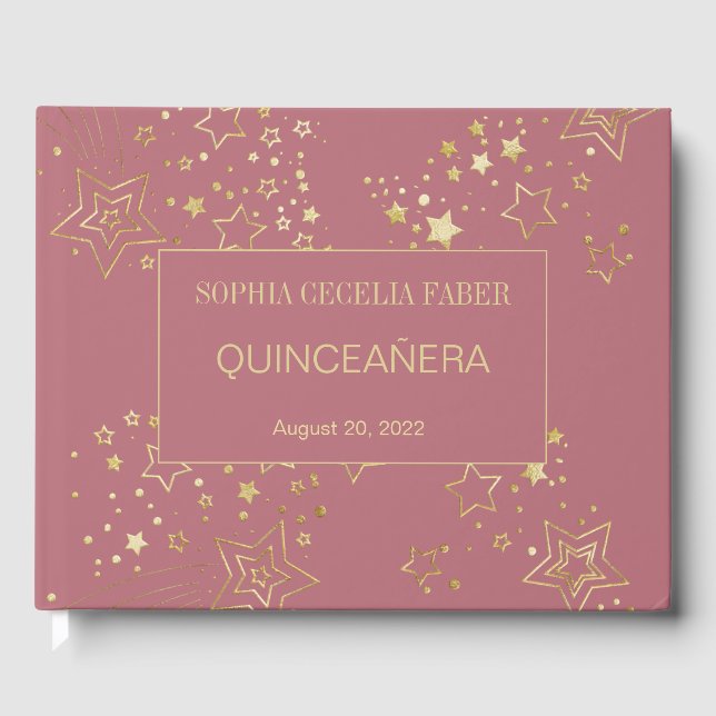 Livre d'hôtes rose Gold Quinceanera (Recto)