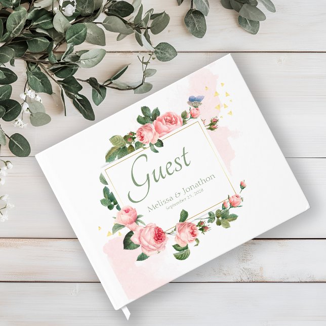 Livre d'hôtes Rose rose Floral Mariage (Créateur téléchargé)