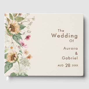 Livre d'hôtes Rustic Sunflower Beige Mariage