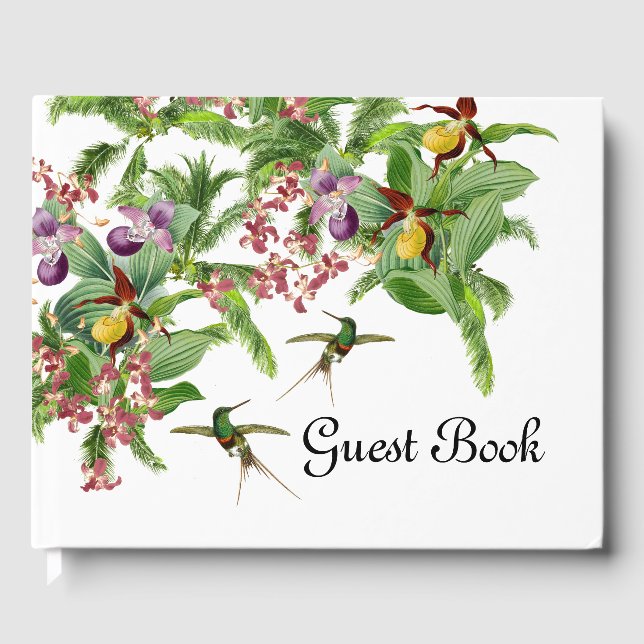 Livre d'hôtes Tropical Hummingbird Bird Orchid Flo (Recto)
