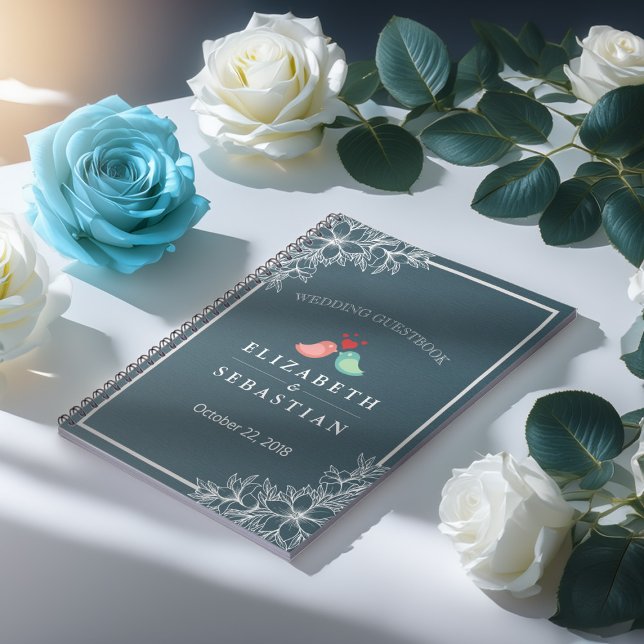 Livre d'Inséparables Floraux Bleu & Blanc Mariage (Créateur téléchargé)