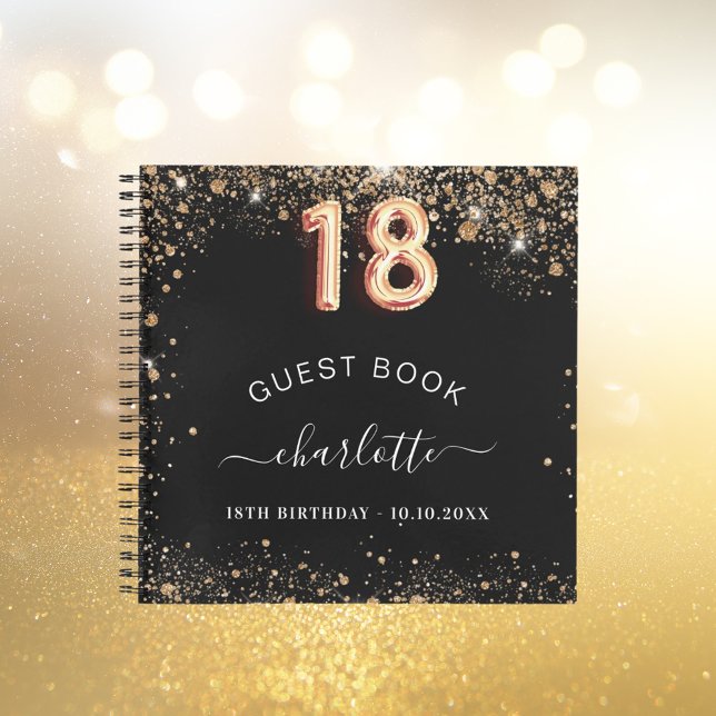 Livre d'invité 18e anniversaire noir or parties sc (Créateur téléchargé)