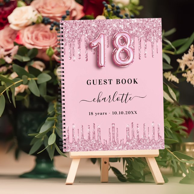 Livre d'invité 18e anniversaire rose parties scint (Créateur téléchargé)