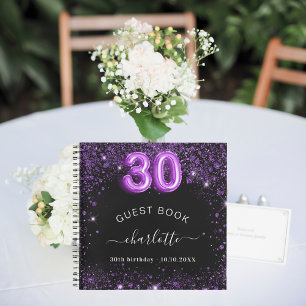 Livre d'invité 30e anniversaire noir violet nom de
