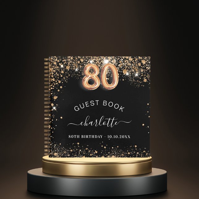Livre d'invité 80e anniversaire noir or parties sc (Créateur téléchargé)