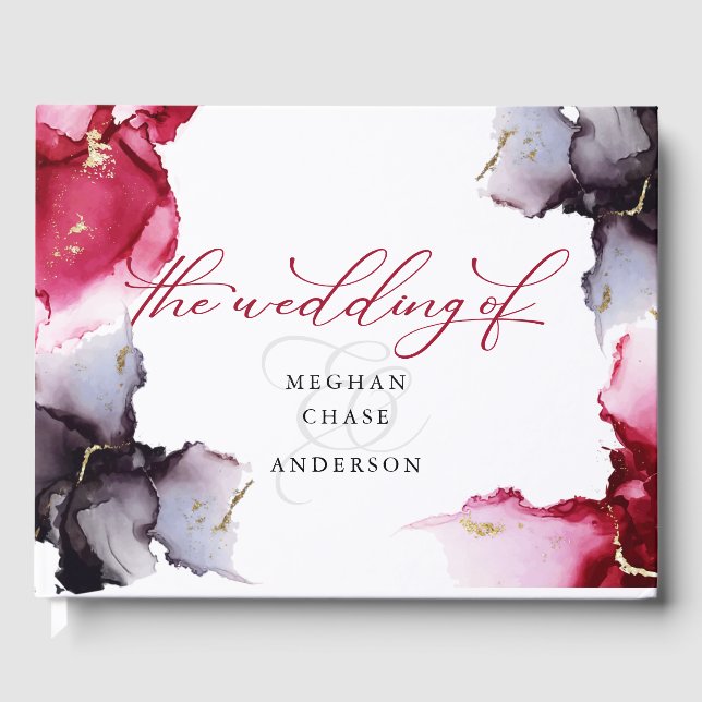 Livre d'invité Abstrait Crimson and Amethyst Geode (Recto)