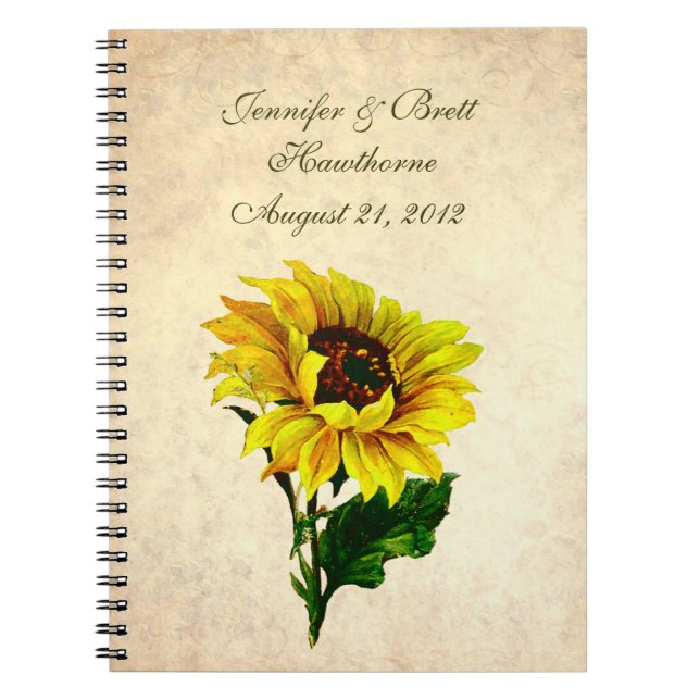 Livre d'invité antique de mariage de tournesol de (Devant)