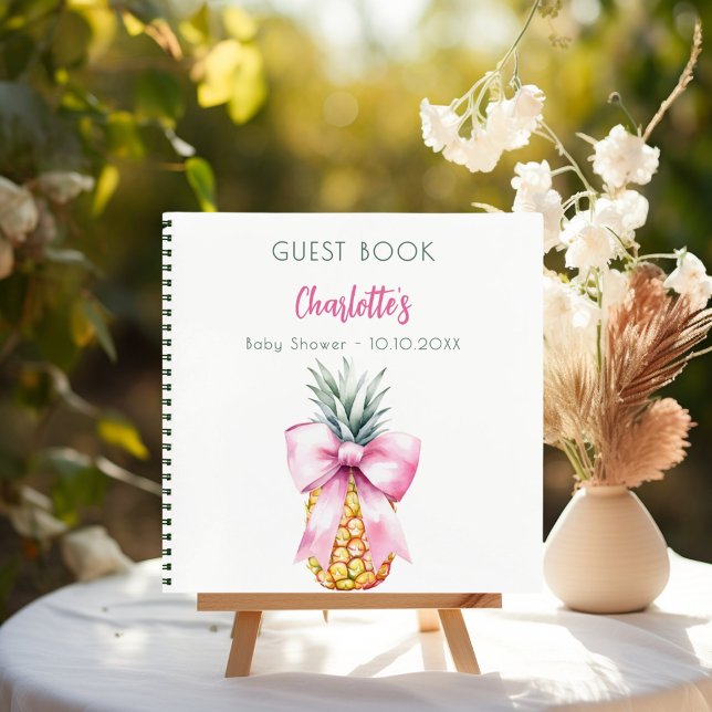 Livre d'invité baby shower arc rose ananas fille (Créateur téléchargé)