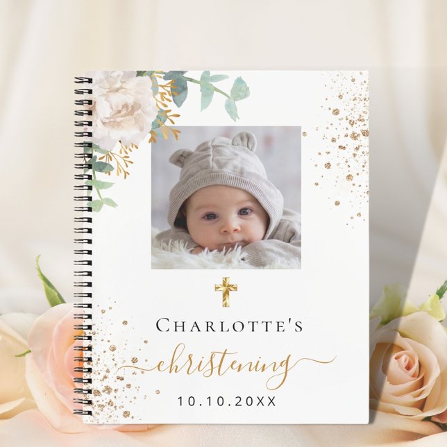 Livre d'invité baptême photo floral garçon fille (Créateur téléchargé)