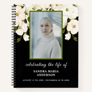 Livre d'invité Black Floral Photo Memorial