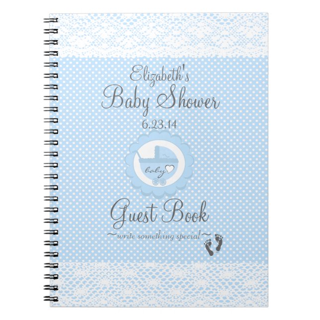 Livre d'invité bleu de douche de Dentelle-Bébé (Devant)