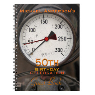 Livre d'invité d'anniversaire de vieux manomètre