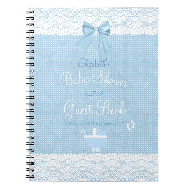 Livre d'invité de baby shower d'arc bleu d'image (Devant)