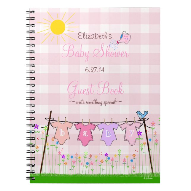 Livre d'invité de baby shower de Guingan-Fleurs de (Devant)