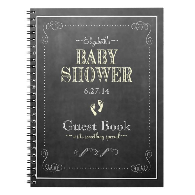 Livre d'invité de baby shower de jaune de regard (Devant)