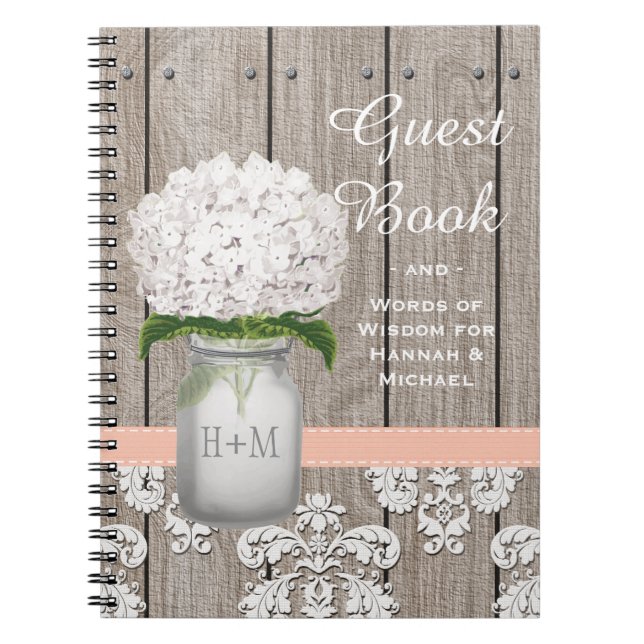 Livre d'invité de corail décoré d'un monogramme (Devant)