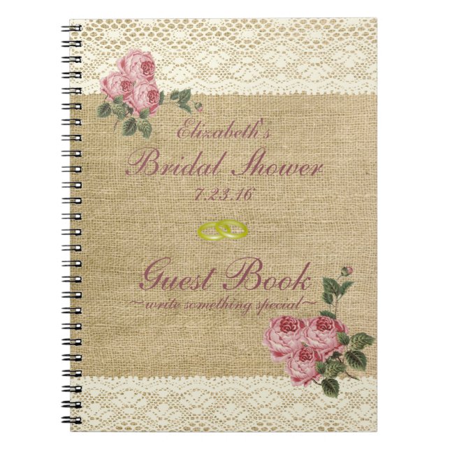 Livre d'invité de Fête de la mariée de roses de (Devant)