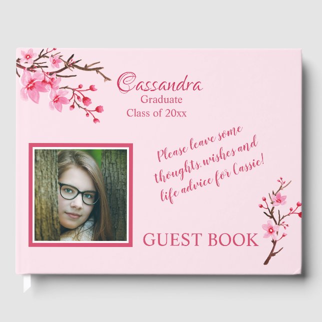 Livre d'invité de Graduation de fleurs de cerisier (Recto)