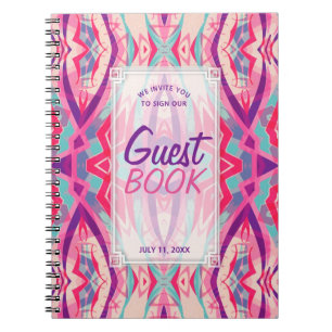Livre d'invité de la tribu Boho de Purple Pink Azt