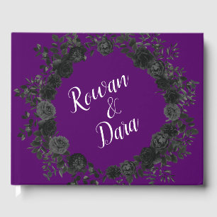 Livre d'invité de Mariage gothique Rose violet et