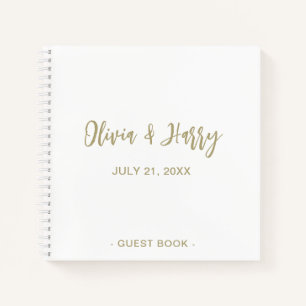 Livre d'invité de mariage simple et élégant   Blan