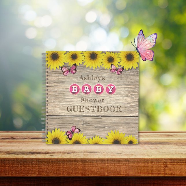 Livre d'invité du Baby shower de papillon rose de  (Créateur téléchargé)