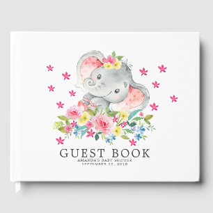 Livre d'invité du Baby shower éléphant joyeux