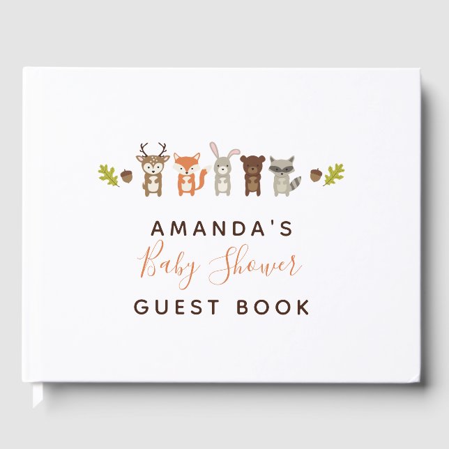 Livre d'invité du Baby shower Woodland (Recto)