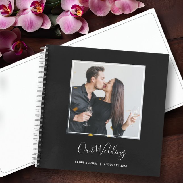Livre d'invité du Mariage de message photo (Choose SOFT or HARD cover and inside pages, *Sketch style shown here.)