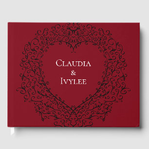 Livre d'invité du Mariage gothique du Coeur rouge 
