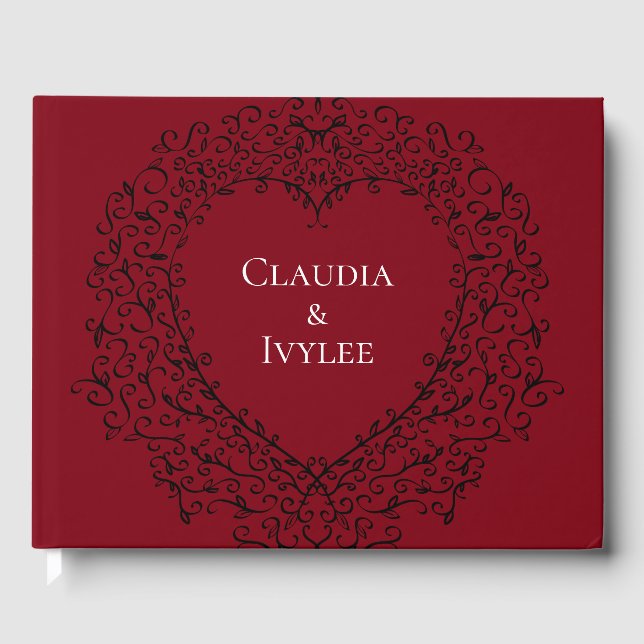 Livre d'invité du Mariage gothique du Coeur rouge  (Recto)