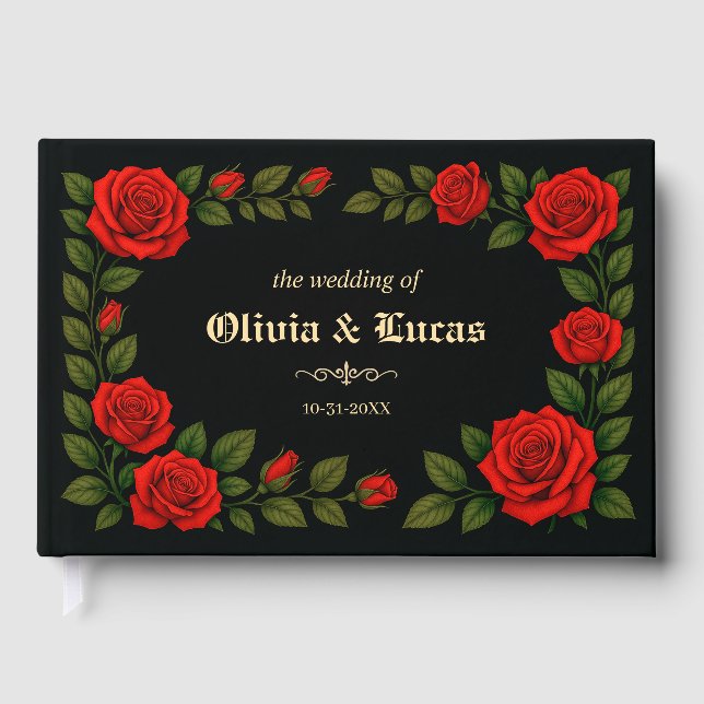Livre d'invité du Mariage gothique rose (Recto)