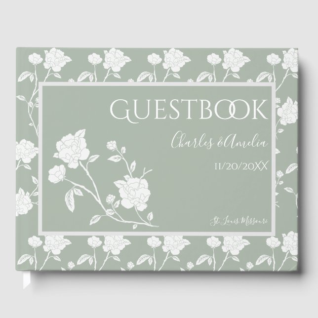 Livre d'invité du Rose Sage Green Mariage (Recto)